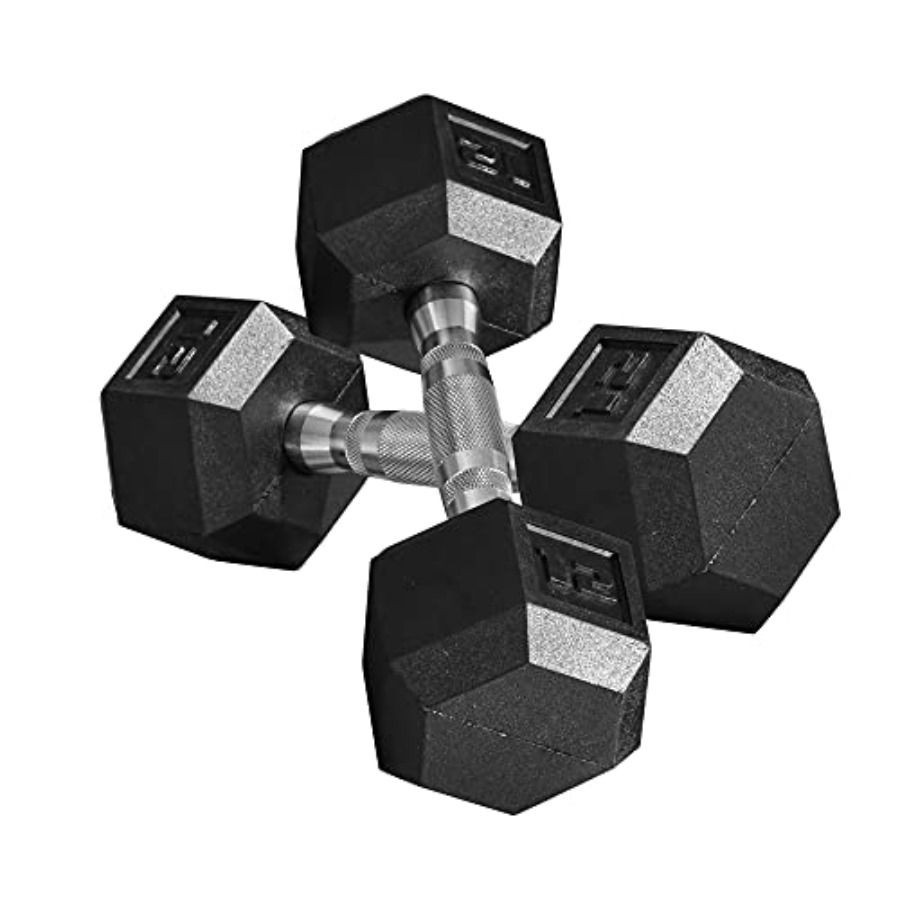 Home Gym Dumbbell Workout - 40lbs/45lbs/50lbs Rubber Dumbbell Set with Non-Slip