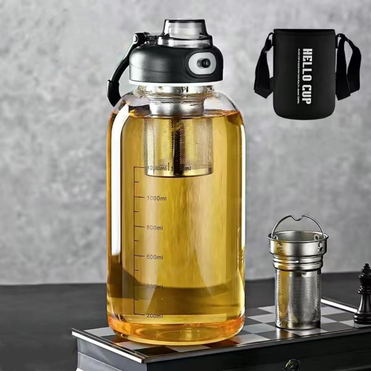 Home Gym Kettler - Glass Tea Tumbler with Infuser -