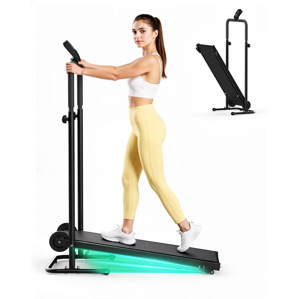 Home Gym Yes Or No - Manual Treadmill with Dual Wheels, Adjustable