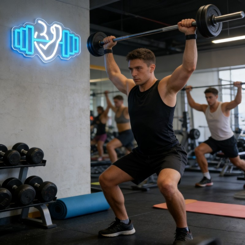Bicep Dumbbell Neon Sign LED W - огляд і ціна Home Gym Dumbbell Workout