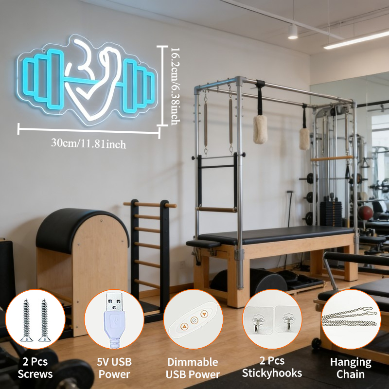 Bicep Dumbbell Neon Sign LED W - огляд і ціна Home Gym Dumbbell Workout