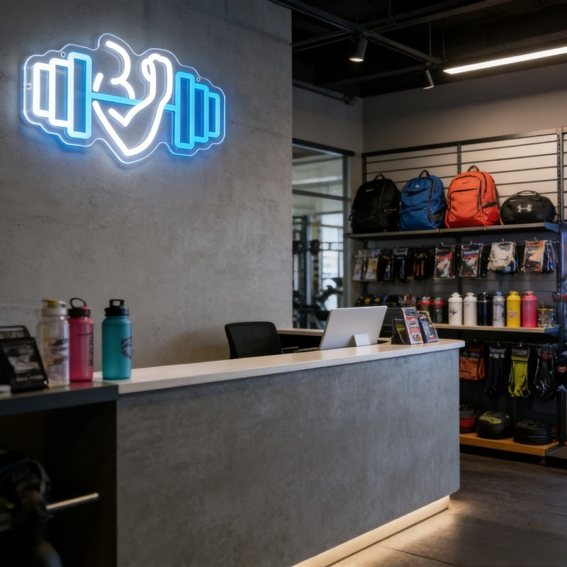 Bicep Dumbbell Neon Sign LED W - огляд і ціна Home Gym Dumbbell Workout